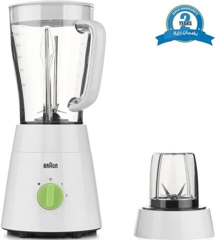 خلاط براون 2 في 1 بسعة 1.75 لتر وبقوة 500 واط JB0115WH - أبيض